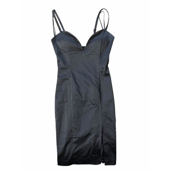 bebe Dresses & Skirts - Bebe Black Satin Corset Bodycon Mini Dress Size 6 Built-In Cups Cocktail Party